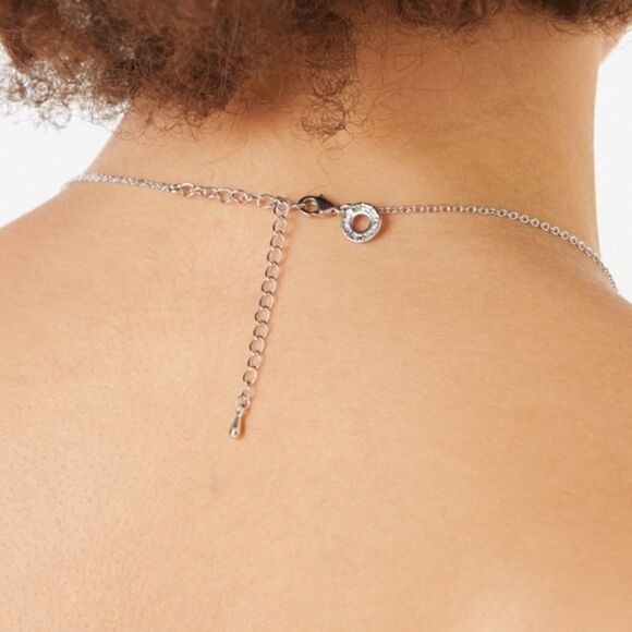 4CTTW Round CZ Bezel Bar Necklace with Bezel Stud Earrings - Picture 4 of 9